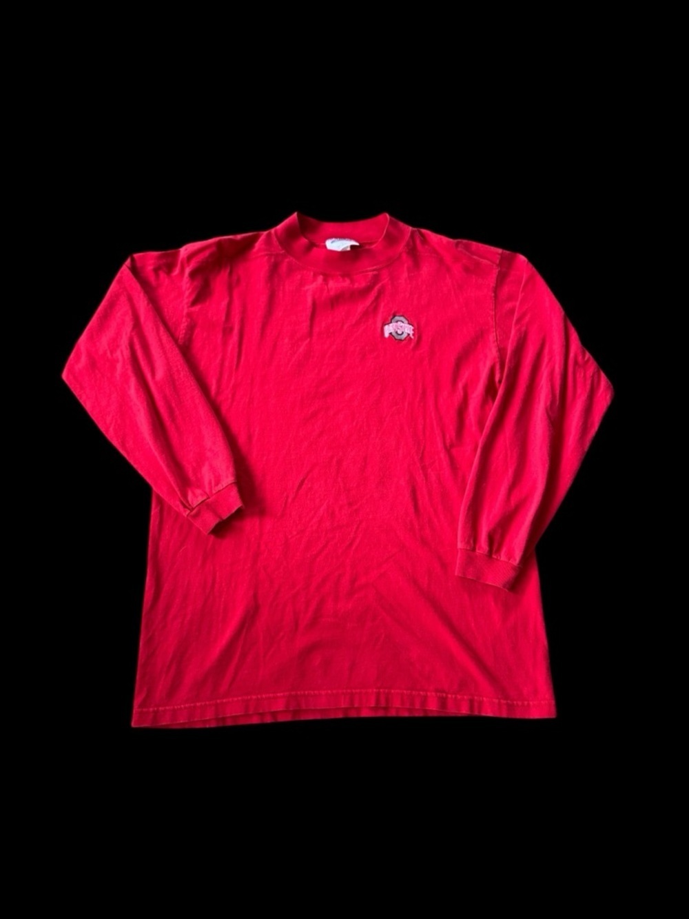 Vintage Ohio State Buckeyes Mock Neck Long Sleeve Shirt Mens Large Red USA